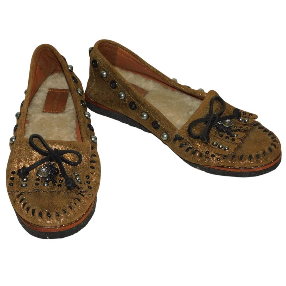 Coach Leather Loafers With Charms And Studs Around The Shoe Size 6B